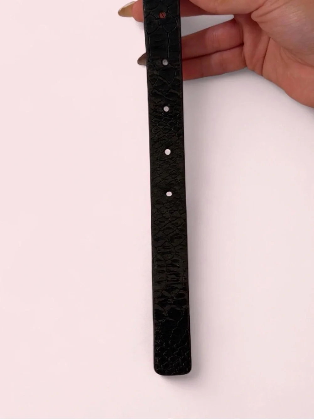 Express Black Belt with Gold Buckle and Leopard Lining